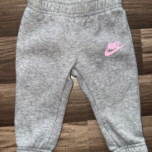 Nike Youth Heather Gray Joggers with Rose Swoosh
